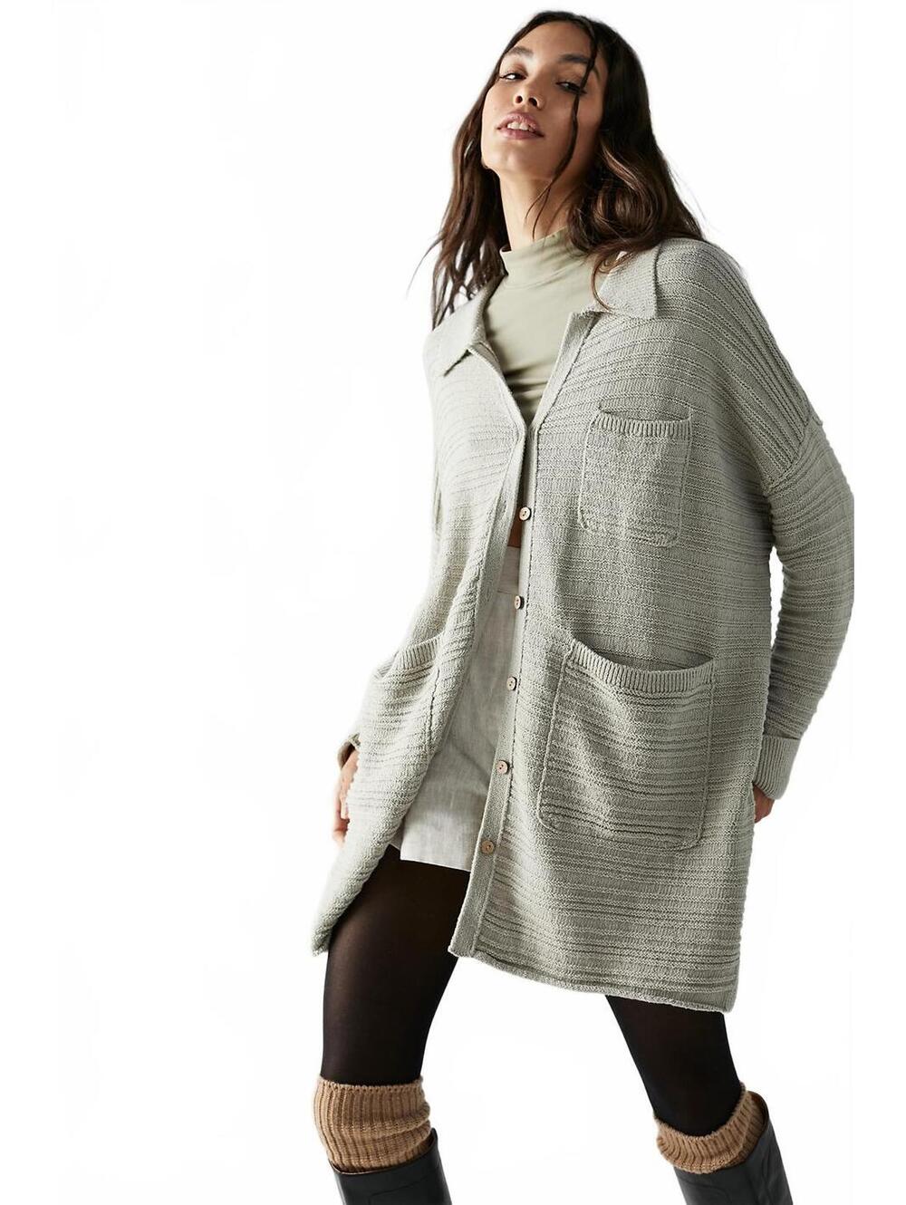 Free People Beach Day Dreaming Knit Cardigan Olive Green Small